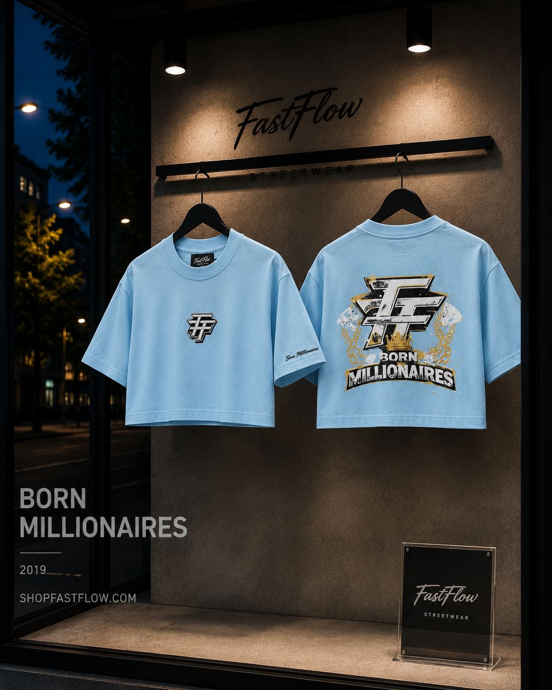 BORN MILLIONAIRES CROP TOP  BLUE TEE