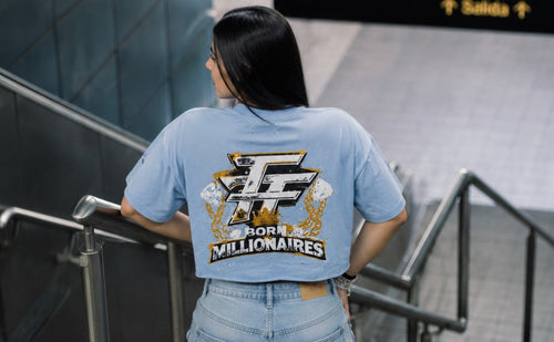 BORN MILLIONAIRES CROP TOP  BLUE TEE