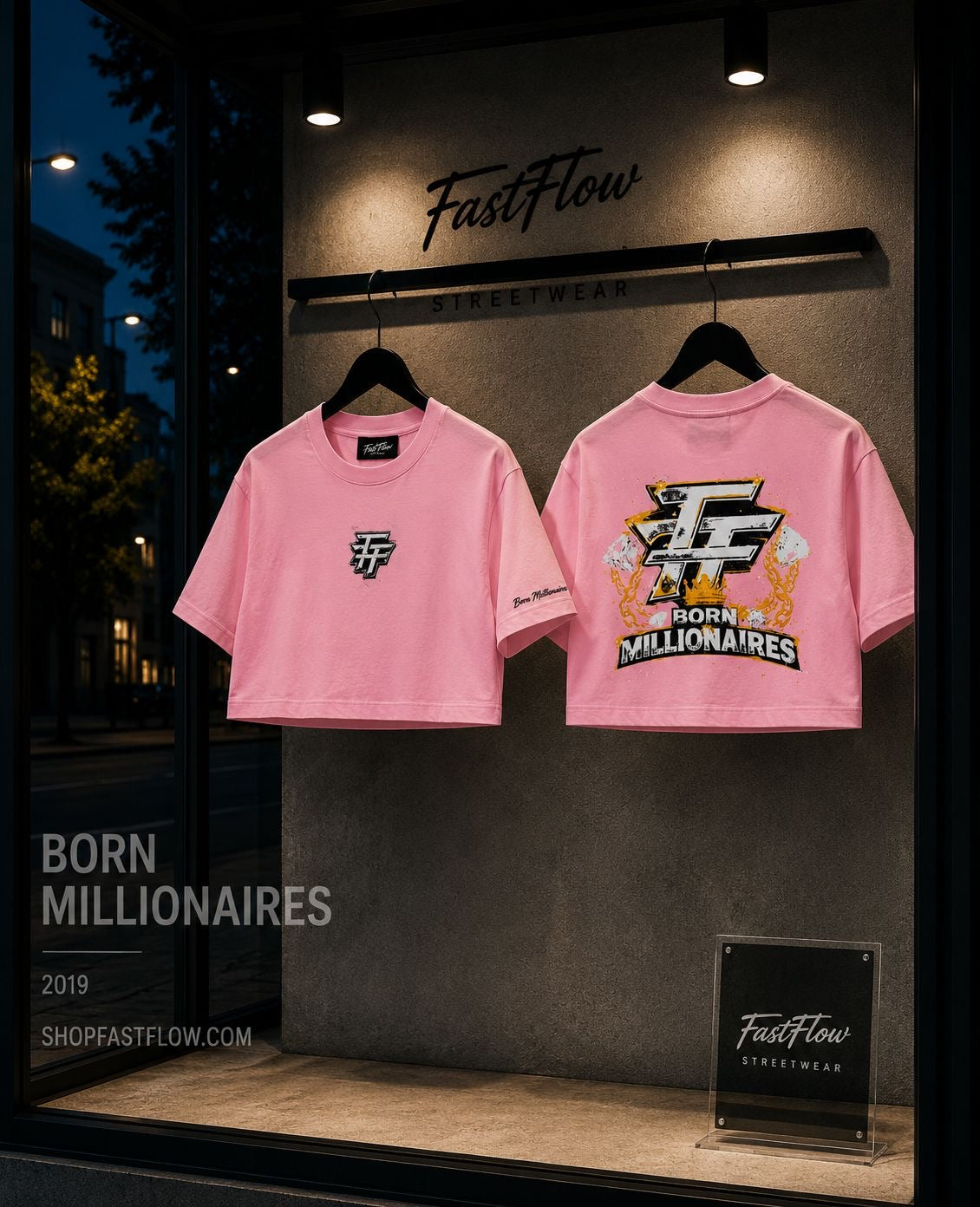 BORN MILLIONAIRES CROP TOP  PINK TEE