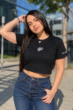 THE WORLD IS YOURS CROP TOP BLACK TEE