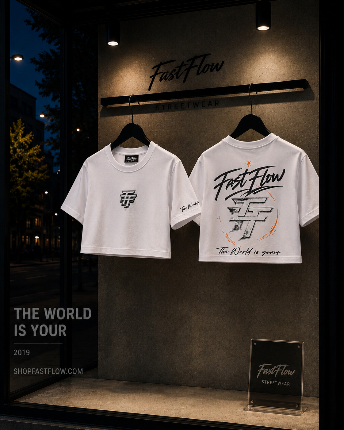 THE WORLD IS YOURS CROP TOP WHITE TEE