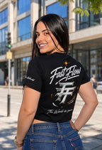 THE WORLD IS YOURS CROP TOP BLACK TEE