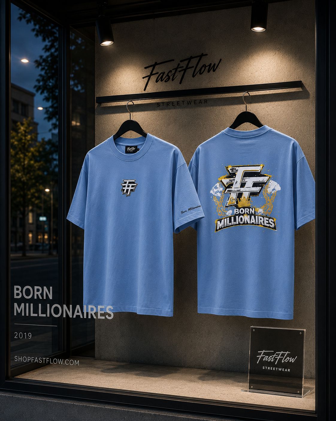 BORN MILLIONAIRES OVERSIZED BLUE TEE￼