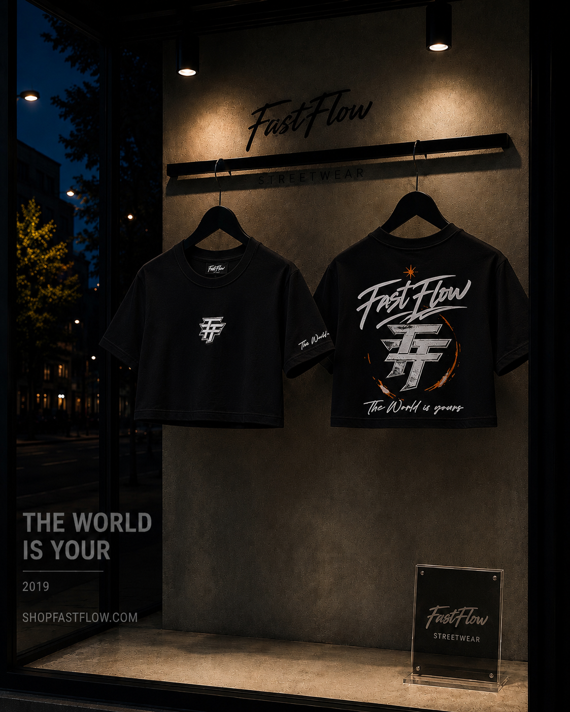 THE WORLD IS YOURS CROP TOP BLACK TEE