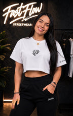 THE WORLD IS YOURS CROP TOP WHITE TEE