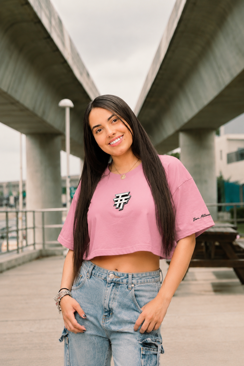 BORN MILLIONAIRES CROP TOP  PINK TEE