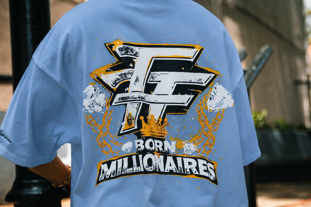 BORN MILLIONAIRES OVERSIZED BLUE TEE￼