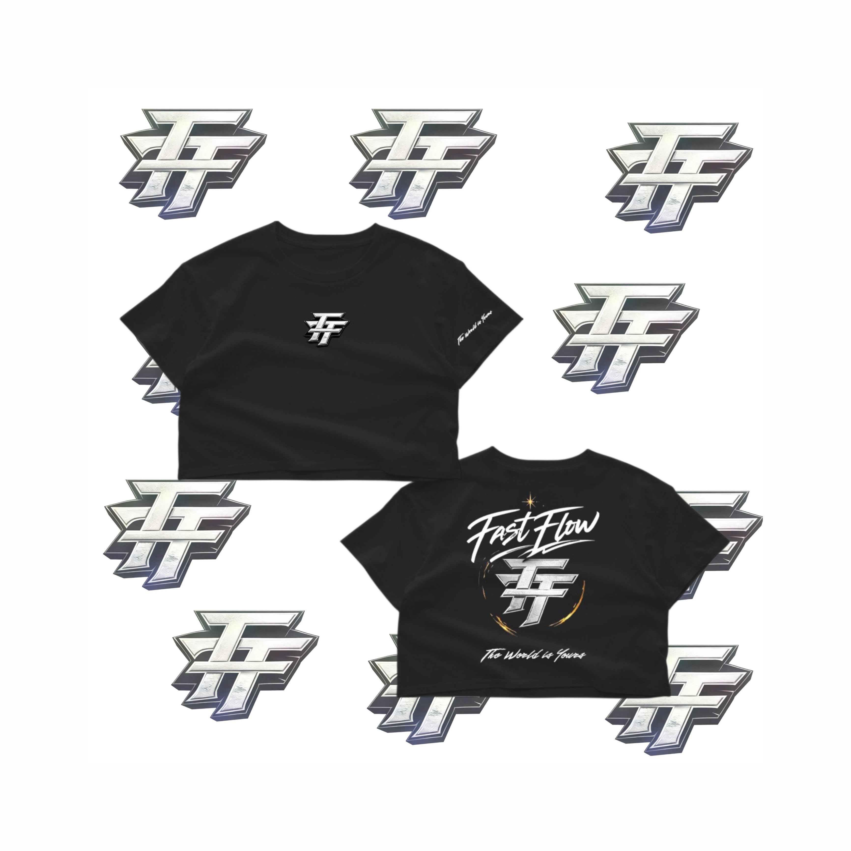 THE WORLD IS YOURS CROP TOP BLACK TEE