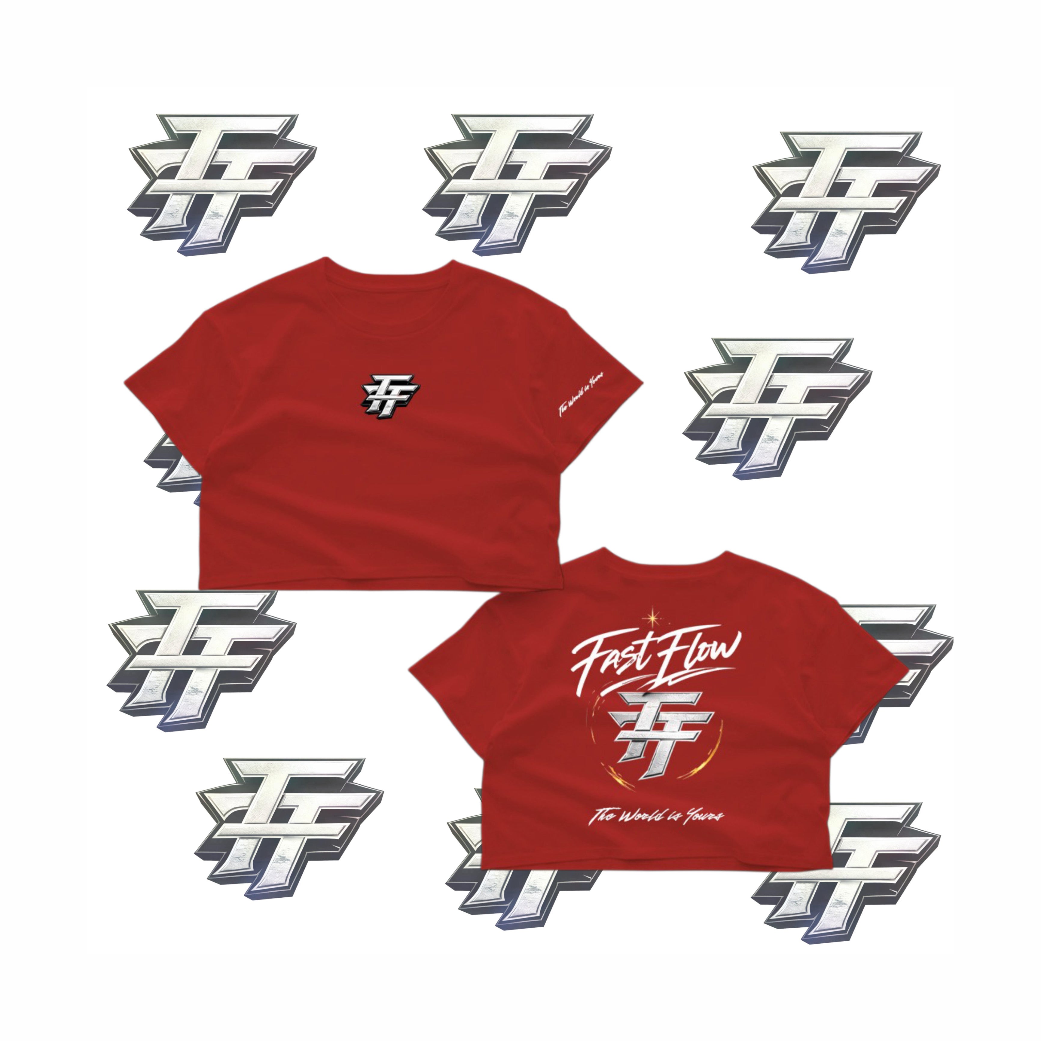 THE WORLD IS YOURS CROP TOP RED TEE