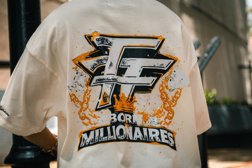 BORN MILLIONAIRES OVERSIZED  LIGHT BEIGE TEE