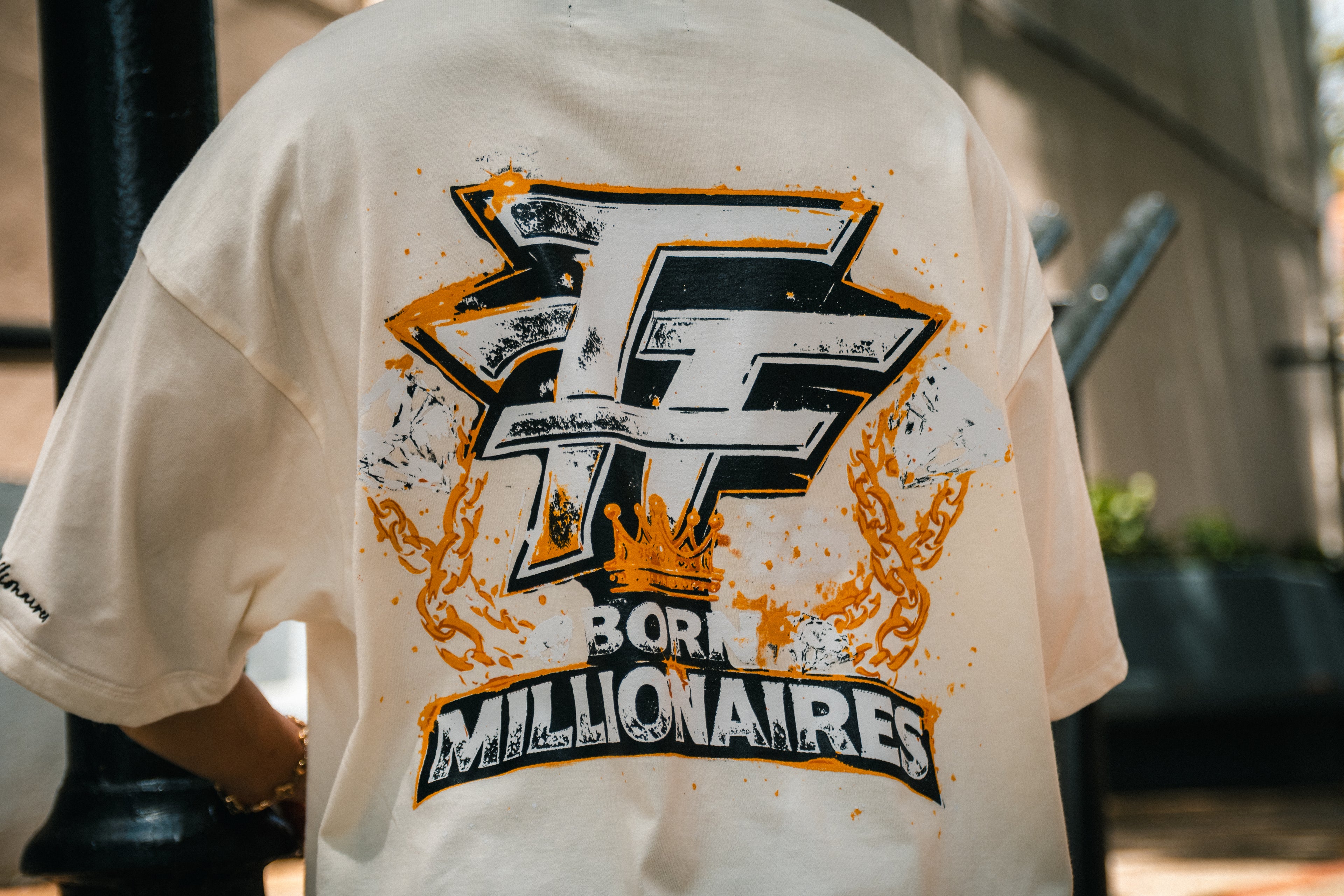BORN MILLIONAIRES OVERSIZED  LIGHT BEIGE TEE